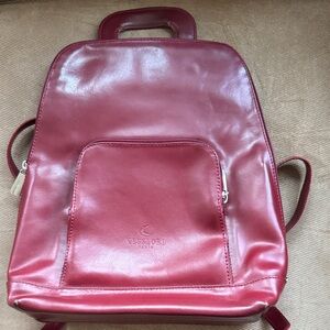 Red Leather Women's Backpack
